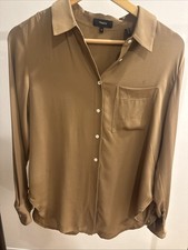 Theory Silk Blouse Champagne, Size Medium