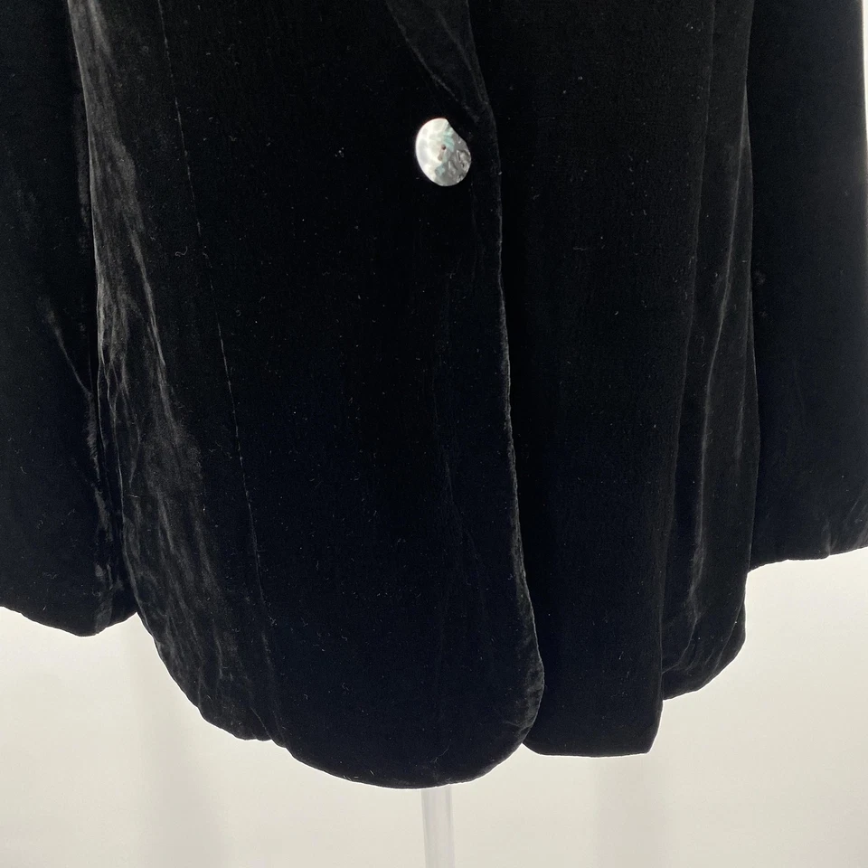 Blazer J. Jill para mujer pequeño grande negro mezcla de seda terciopelo chal cuello bolsillos Foto 2 de 4