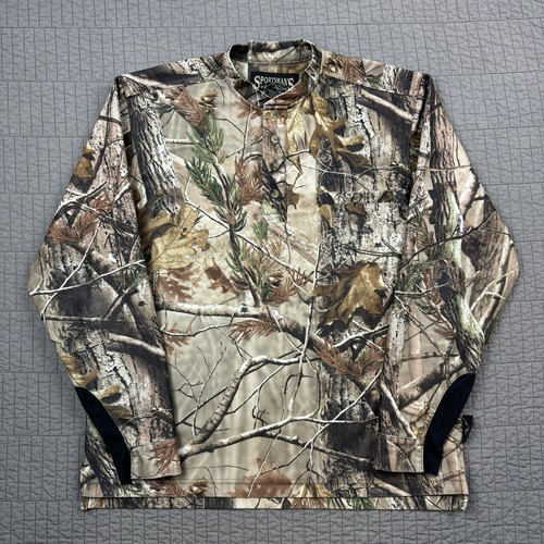 Warehouse, Sportsman's Warehouse Real Tree Camo Henley Shirt Men's Medium Hunting Outdoors
