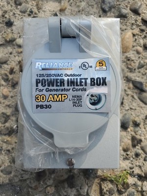 Reliance Controls PB30 30 Amp Generator Power Inlet Box, 125/250 VAC Outdoor