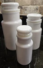 Apothecary Glass Storage Jar White Milk Glass Stopper Vintage Italy Set Of 3