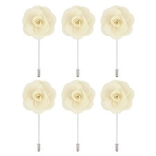 6Pcs Groom Boutonnieres Rose Boutonnieres Pins 3.5"x1.6" for Wedding Apricot