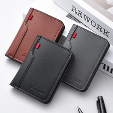 1pc Ultra-Thin Mini PU Leather Men  s Wallet Vertical Credit Card Holder - NEW