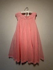 1960s Shadowline Vintage Nylon Pink Babydoll Night Dress Size Small