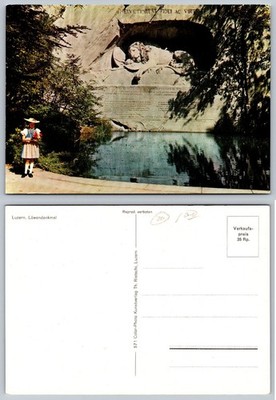 Luzern Lion Monument Switzerland Postcard Helvetiorum Fidei Ac Virtuti