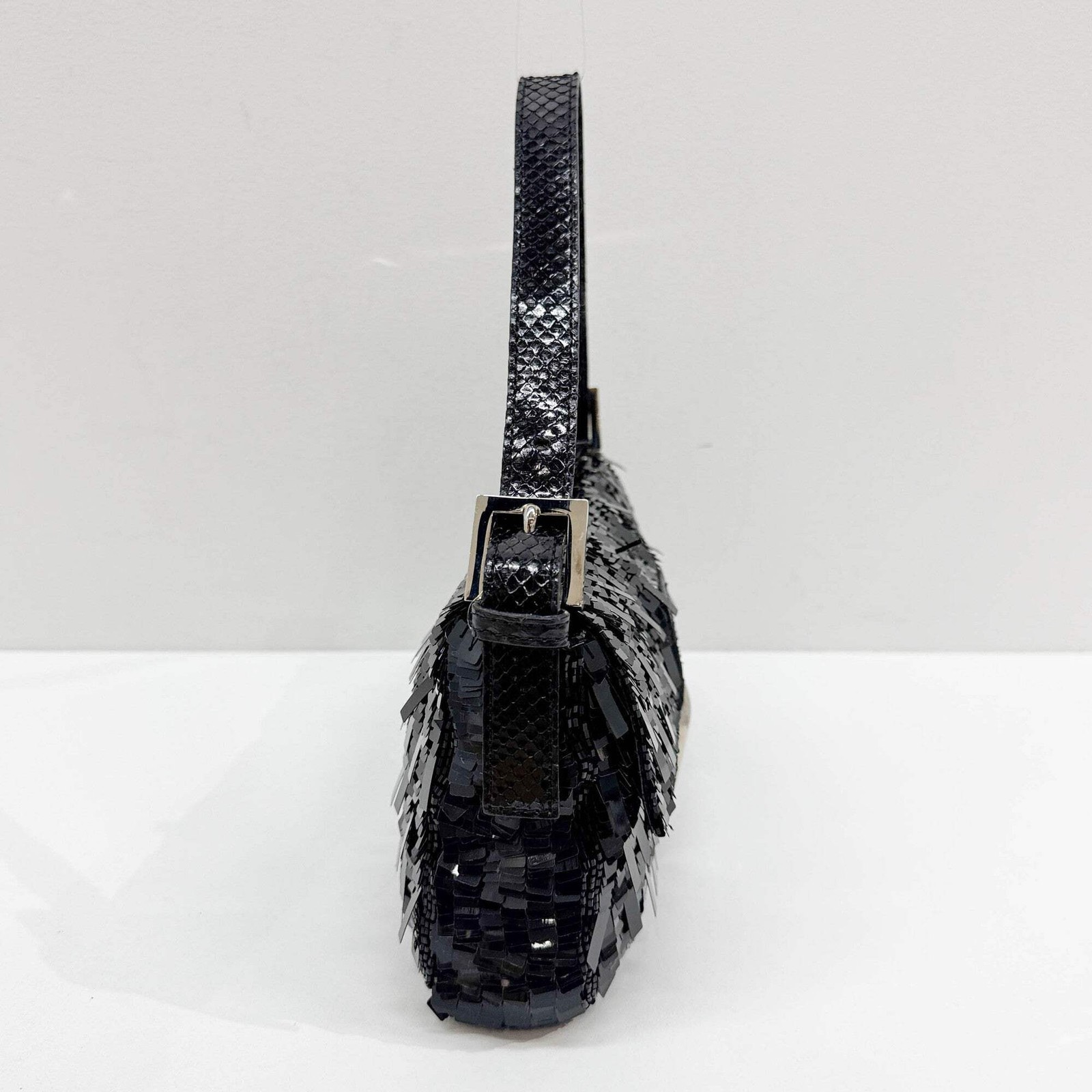 FENDI Baguette Black Sequin with Python Embossed … - image 6