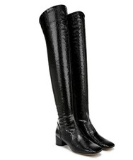 Botas hasta la rodilla Franco Sarto Novara negras brillantes estampado de serpiente TOTALMENTE NUEVAS talla 5