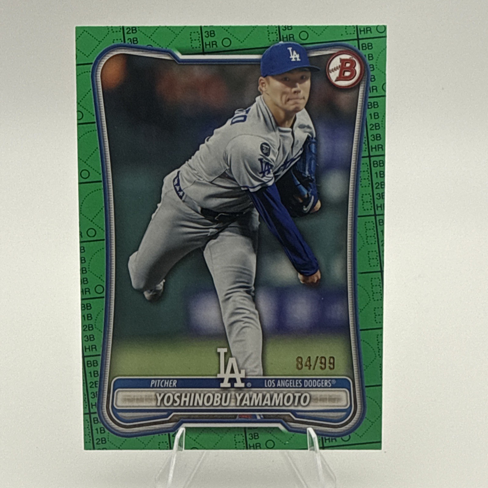 2026 Yoshinobu Yamamoto Bowman Paper Green Pattern /99 Los Angeles Dodgers