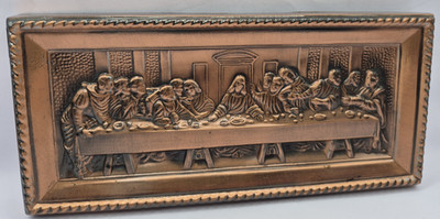 Vintage 3D Copper Craft Guild Last Supper Da Vinci's MCM  4-3/4'' x 10-1/8''plaque