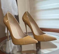 HOUSE of CB Women’s Beige Patent Leather Pointed Toe Stiletto Pumps 10