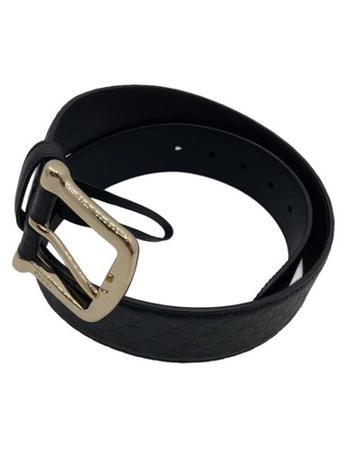 GUCCI Belt 281548 Micro Sima Leather Black Used