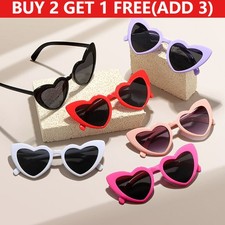 UK Retro Lolita Love Heart Shape Sunglasses Cat Eye Vintage UV400 Shades 2025