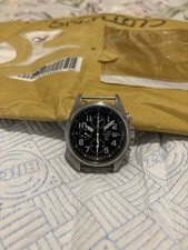 RAF ISSUED Pulsar Chronograph Black Dial 100m Silver Bracelet 2011. NOT WORKING