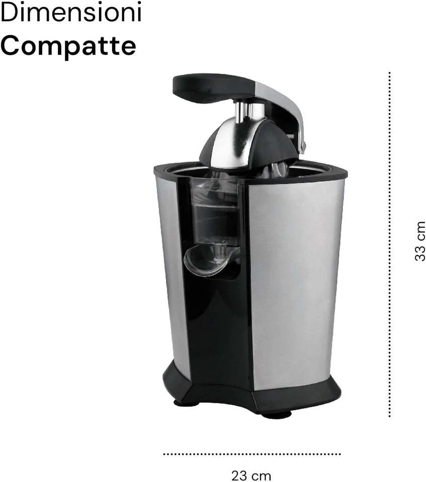 Spremiagrumi Elettrico in Acciaio Inox Nero - Ideale per Spremute Veloci E Senza - Immagine 4 di 4