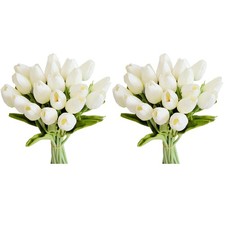 40Pcs White 13.8Inch Artificial Tulips Flowers for Party Decoration,Wedding8563