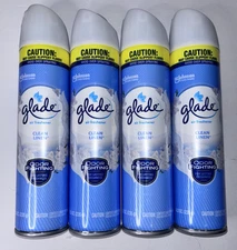 Glade Air Freshener 100% Natural Propellant Clean Linen 8 oz Lot Of 4