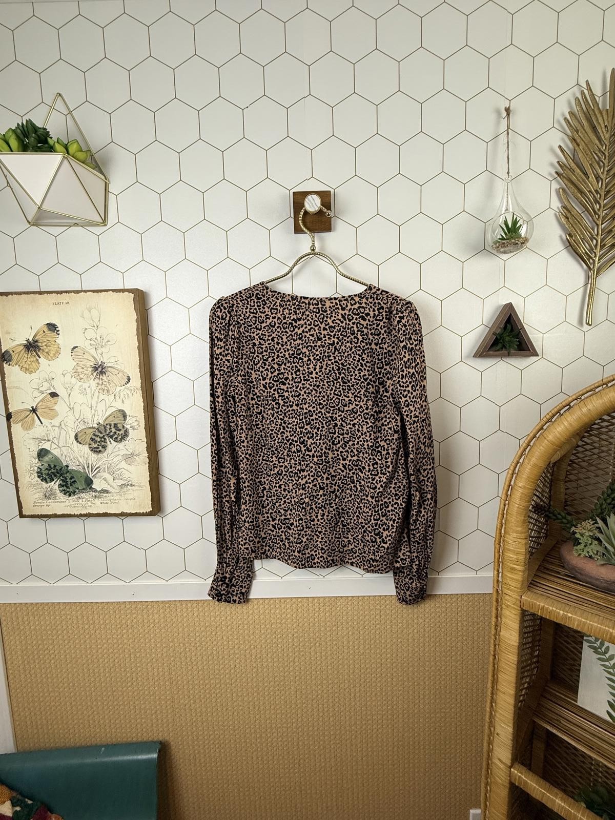 Reformation Black Patterned Button Down Annaliese… - image 5