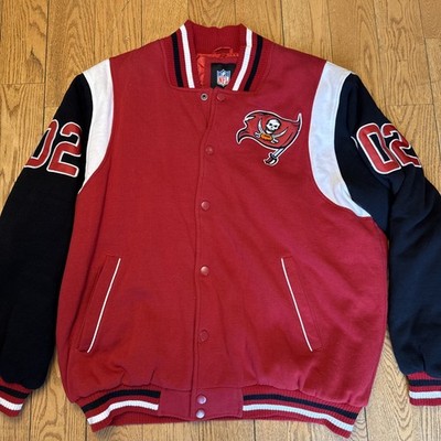 Tampa Bay Buccaneers Jacket Mens XL Red Varsity Snap Super Bowl 2002