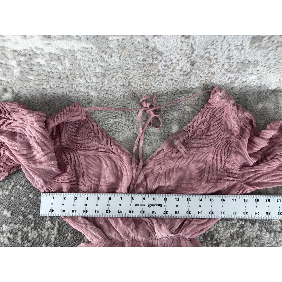 Guess Size S Babydoll Fairy Romantic Girlhood Romantic Top Pink V Neck - Image 4 of 4