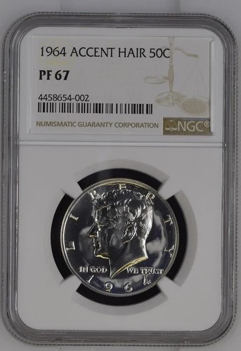1964 Accent Hair Silver Proof Kennedy Half Dollar 50c Coin NGC Certified PF67
