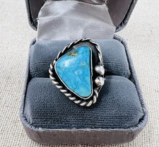 Navajo Sterling Silver Turquoise Statement Ring Size 7