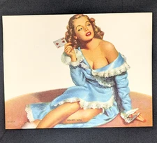 Vtg 1940s Pin Up Art Girl HEARTS WIN Image Picture by D’Ancona 8” x 6"