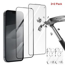 2+2 Pack Screen Protector For iPhone 17 Pro Max Air Tempered Glass & Camera Lens
