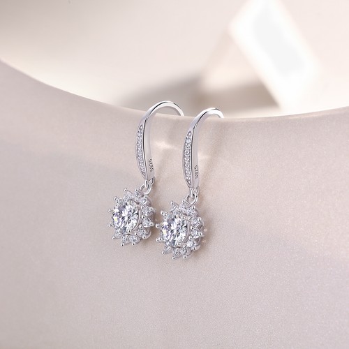 Platinum-plated S925 Silver Earrings With Lab-created Moissanite Ships From USA