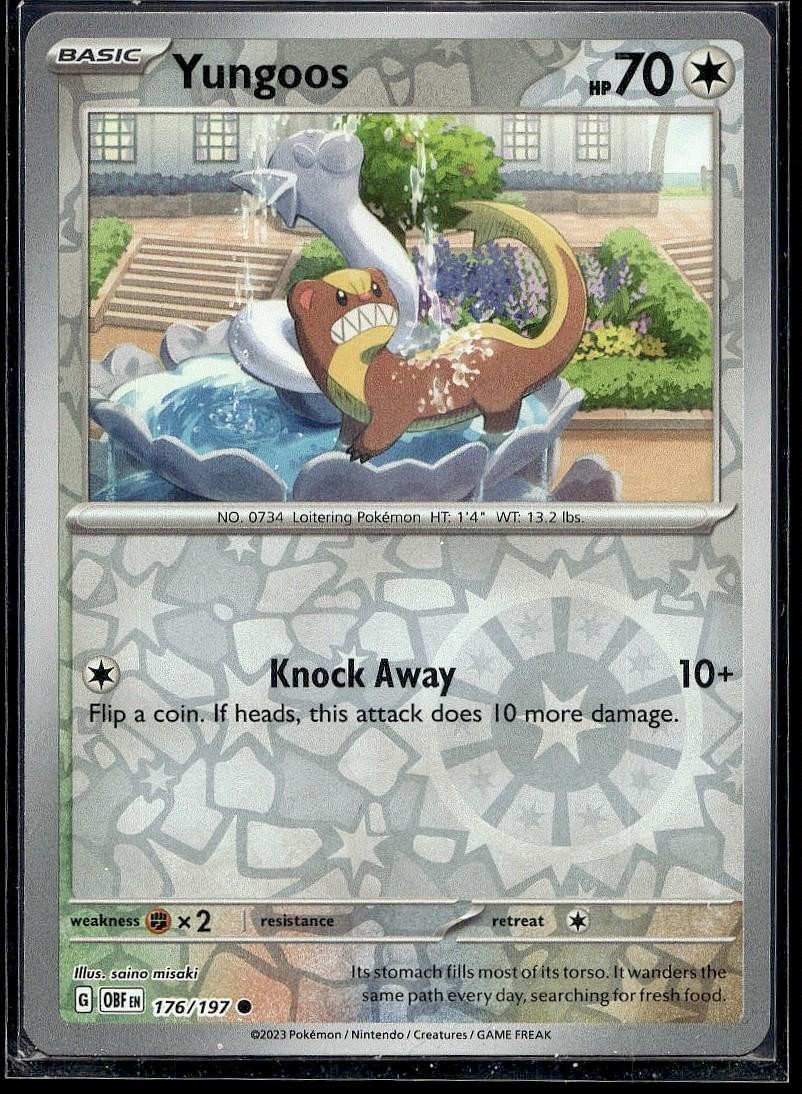 Yungoos 176/197 Common Obsidian Flames Pokemon Reverse Holo Lightly Played