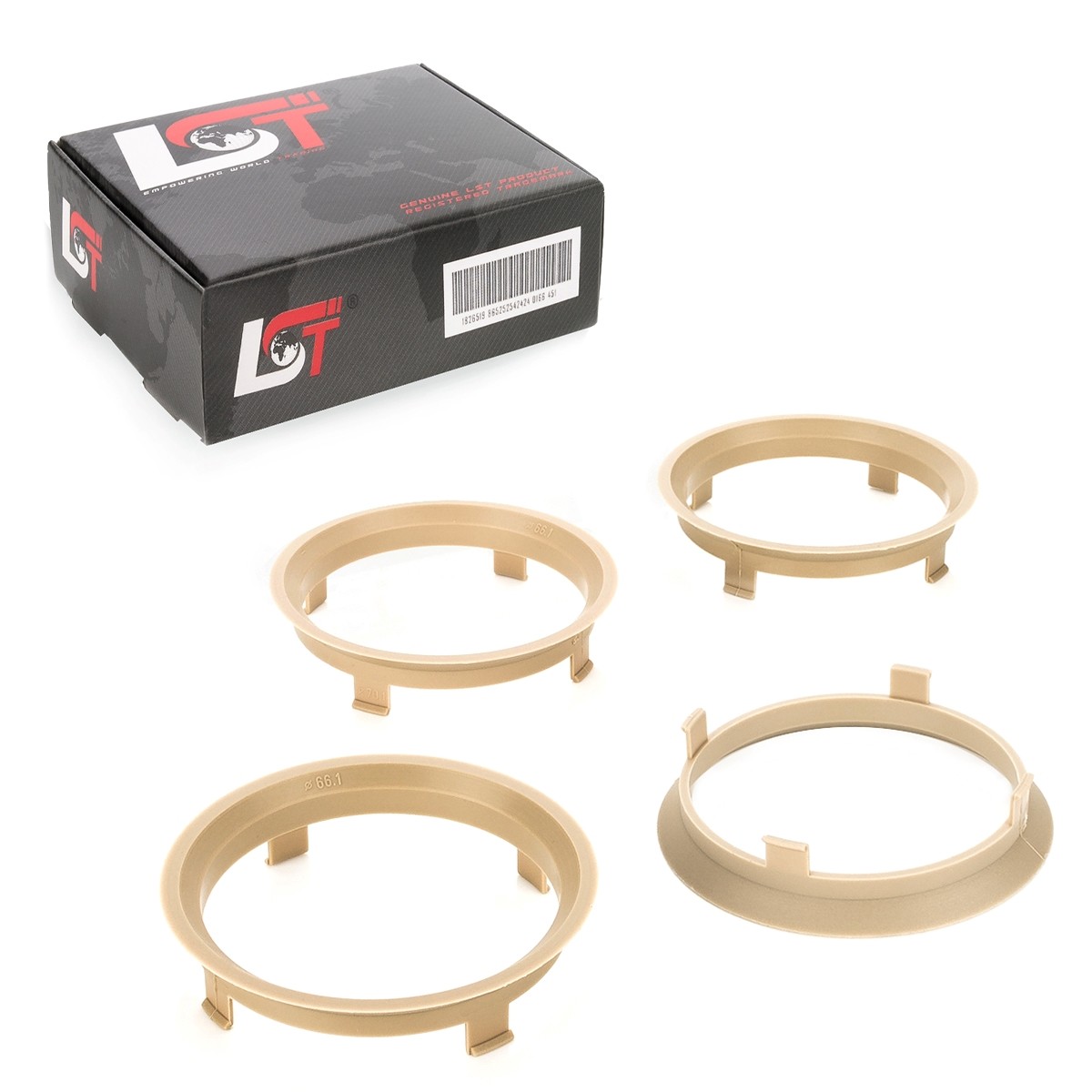 4x centering rings spacers Beige alloy wheels Ø 66.1 mm - Ø 70.1 mm for MAYBACH