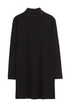 Zara Knitwear Collection Small Black Mini Dress Long Sleeve Mockneck NWT