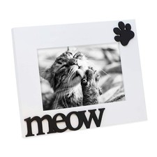 White Wood Sentiments Cat  Meow  Picture Frame, 4x6 inch, Photo Gift for Pet ...