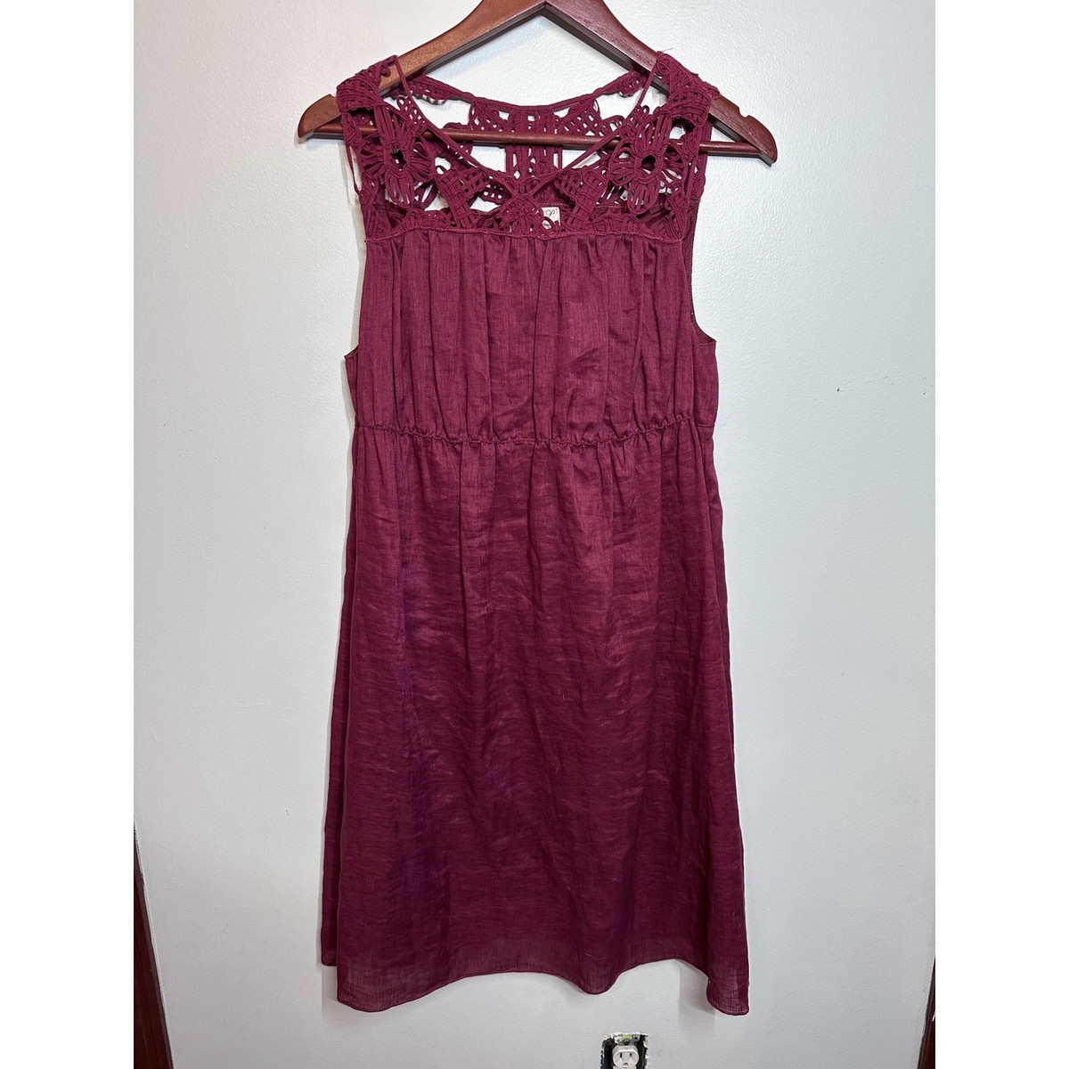 Max Studio Specialty Products Linen Silk Crochet Lace Dress Burgundy M | eBay Max Studio Specialty Products Linen Silk Crochet Lace Dress Burgundy M | eBay