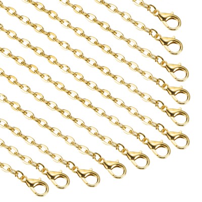 20 Pack 24 Inch Necklace Chains Bulk 3.2mm Gold Plated Cable Chains