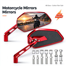 Motorcycle Red Carbon Fiber Rearview Mirrors For Harley Davidson Touring Softail