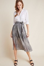 Anthropologie Maeve Annette Snake Print Chiffon Pleated Midi Skirt 2