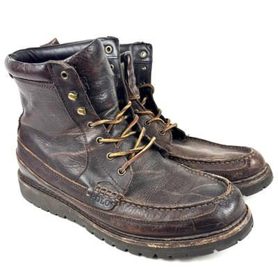 Vintage Polo Ralph Lauren Willingcott Mens 11D Brown Leather Flannel Lined Boots