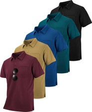 5 Pack Polo Shirts for Men with Pocket Dry Qu...