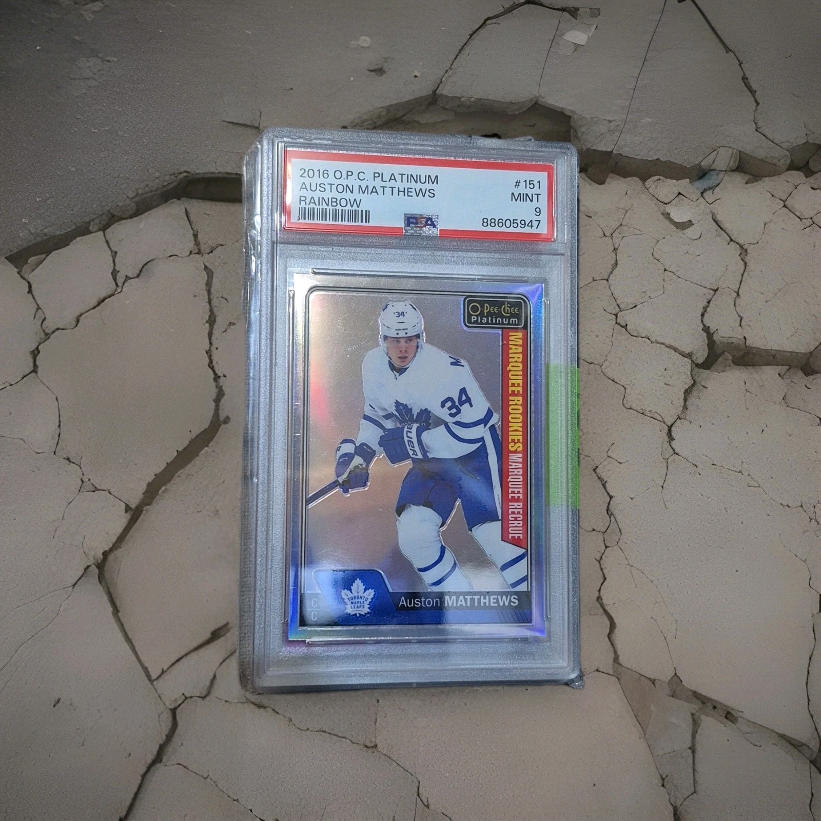 ** READ DESCRIPTION** 2016 OPC PLAT RAINBOW #151 AUSTON MATTHEWS ROOKIE RC PSA 9