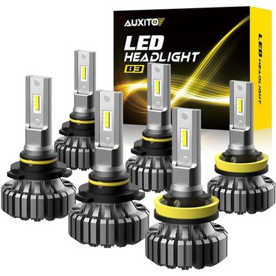 Fanless Combo 9005+9006+H11 LED Headlight Bulbs Fog Driving Light 200% Brighter