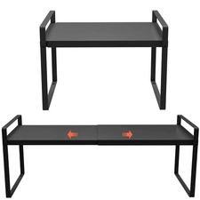  2-Pack 11" Cabinet Shelf Organizer Set, 14" 25" Expandable Shelves for Kitc...