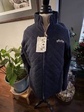 Chaqueta Equine Couture para mujer bordada con cremallera XL azul marino equitación