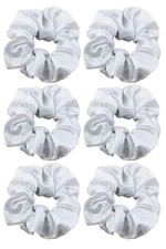 6 Pack Glitter Rich Tones Cheer Hair Scrunchies Metallic Scrunchy Bobbles Ela...
