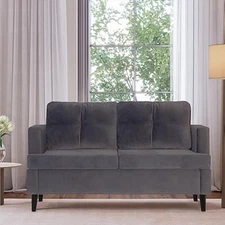 Loveseat, grey velvet love seat, small couch mil-cch-gy