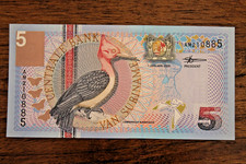 Suriname 5 Gulden 2000 Banknote World Paper Money UNC Uncirculated Woodpecker #1