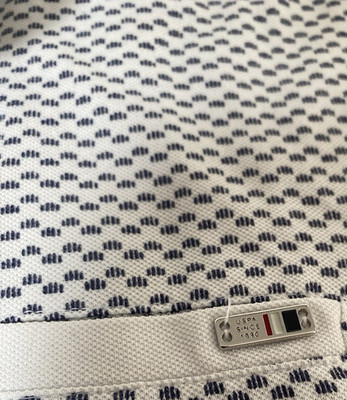 U.S. Polo Assn. Herren Polo M weiß/blau gepunktet Kurzarm Piqué Kragen