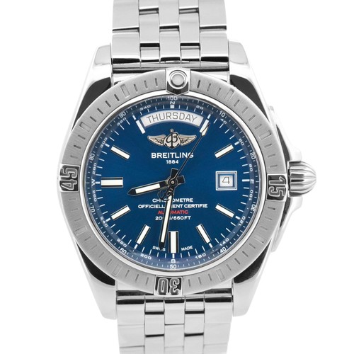 PAPERS Breitling Galactic 44mm BLUE Stainless Steel Date Watch...