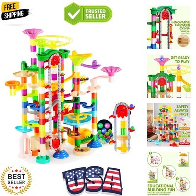 236Pcs Glowing Marble Run with Motorized Elevator- Construction Building Bloc...