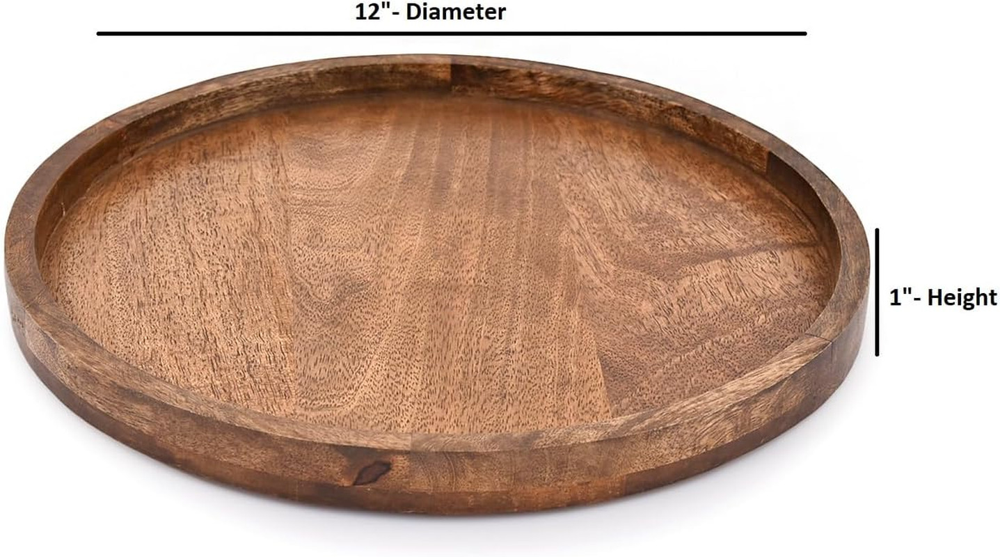 Round Wooden Decorative Candle Holder Tray for Coffee Table Centerpieces Modern