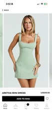 Showpo Aretha Mini Bodycon Dress Green Size 10 Square Neck NWT 